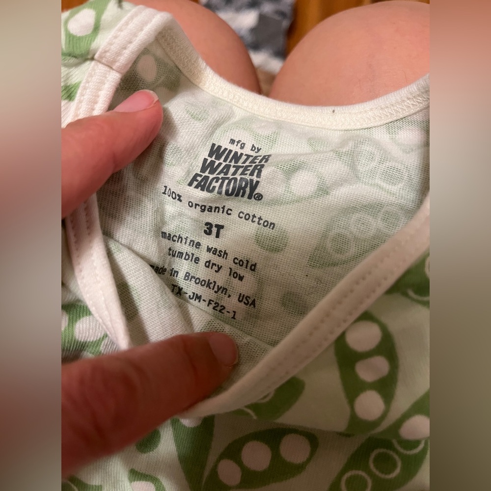 Winter Water Factory Spring Peas Organic Summer Romper 3t Like New Green White — image 2 of 4